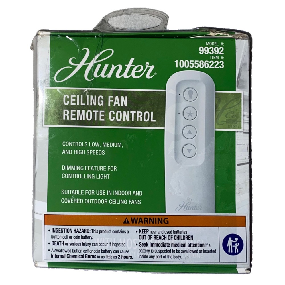 Hunter Ceiling Fan Remote Control + Receiver Model #99392 Item #1005586223